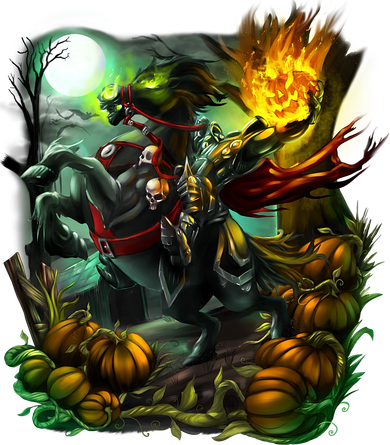 Flaming Headless Horseman Button