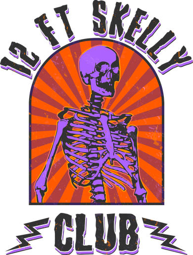 Funny Halloween Twelve Foot Skelly Club Button