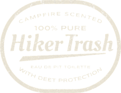 Funny Hiker Trash Logo Design For Long Distance Backpackers Button