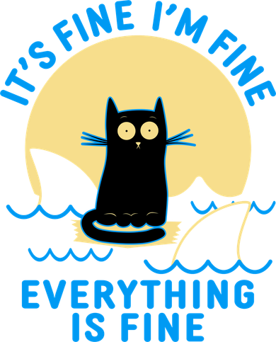 Funny It's Fine I'm Fine Everything Is Fine Shark Cat Kids Sweatshirt