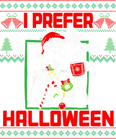 Funny I Prefer Halloween Skeleton Ugly Christmas Sweater Doggie Tank