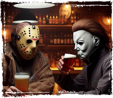 Funny Jason And Michael Halloween Drink Beer Beanie