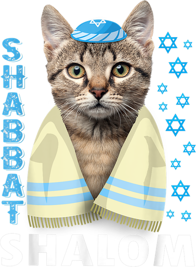 Funny Jewish Shabbat Shalom Cute Cat With Kippah Coaster