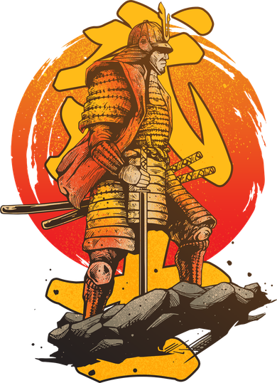 Firey Japanese Samurai Warrior Bucket Hat