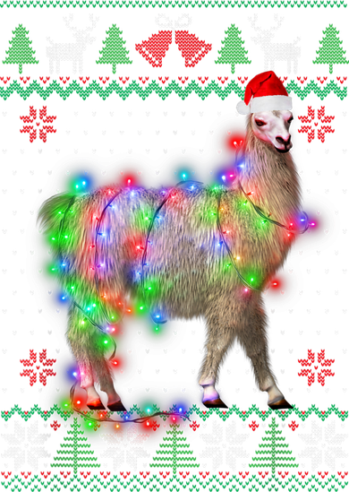 Funny Llama Lights Tangled Ugly Sweater Christmas Animals Women's Tank Top