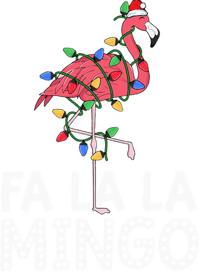Fa La La Mingo Flamingo Christmas Tree Lights Tropical Xmas Kids T-Shirt