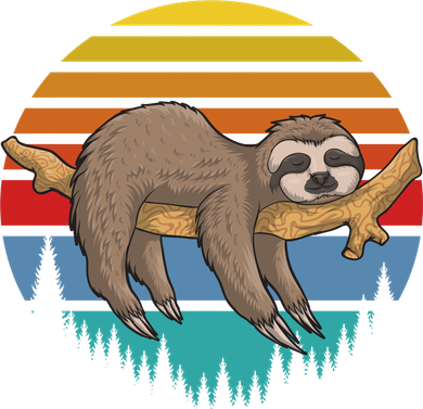 Funny Lazy Sloth Retro Sunset 1 Hooded Wearable Blanket