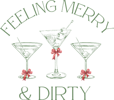 Feeling Merry And Dirty Martini Glasses Christmas Festive 11oz C Handle Ceramic Mug