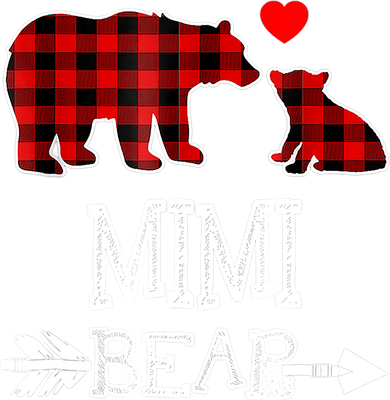 Funny Mimi Bear Red Buffalo Plaid Grandma Bear Christmas Pajama Ornament