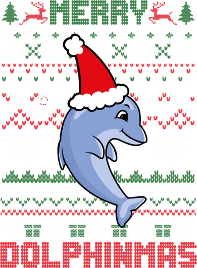 Funny Merry Dolphintmas Ugly Christmas Sweater Dolphin Santa Gift Hat