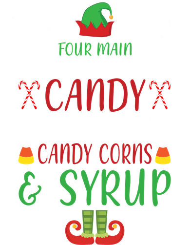 Four Main Food Groups Candy Canes Candy Corns Syrup Elf Women's Long Sleeve Shirt