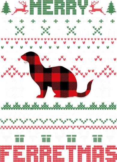 Funny Merry Ferretmas Ugly Christmas Sweater Ferret Santa Kids Hoodie