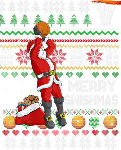 Funny Merry Swishmas Christmas Santa Playing Basketball Button