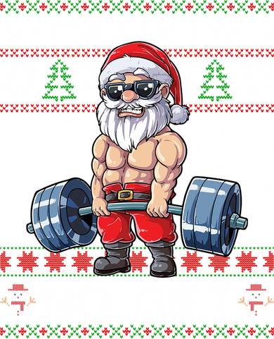 Funny Muscle Santa Lifting Christmas Ugly Christmas Sweater Gift Beanie