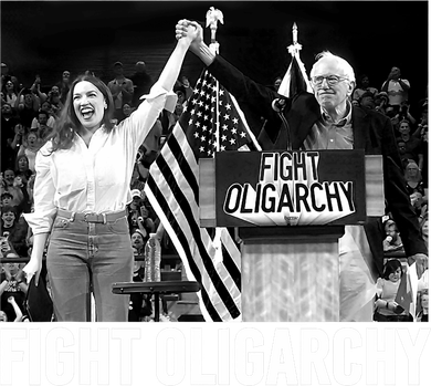 Fight Oligarchy Bernie Sanders And AOC Freedom US Anti Trump  Button