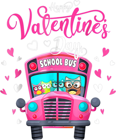Funny Owls School Bus Driver Happy Valentines Day Women's T-Shirt