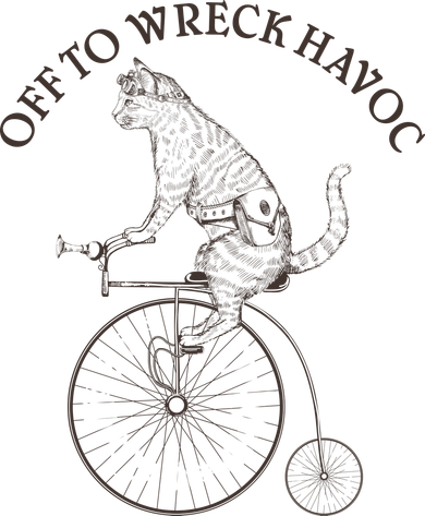 Funny Old Timey Vintage Cat Off To Wreck Havoc T-Shirt