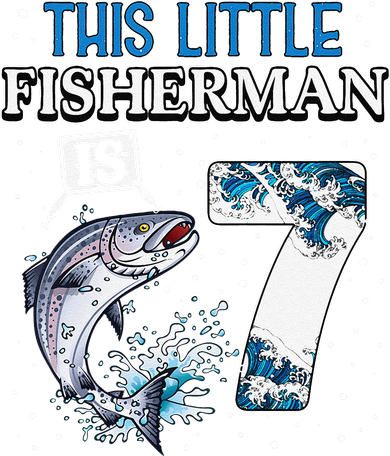 Fishing Party 7 Year Old Birthday Fisherman 7th Fisher Women's Dry Zone Grid Polo
