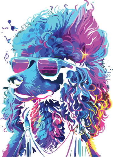 Funny Poodle Colorful Poodle Wearing Sunglasses Women's V-Neck T-Shirt