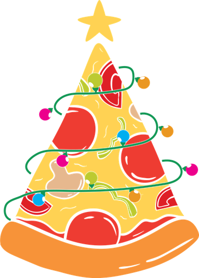 Funny Pizza Christmas Tree Lights Funny Xmas Doddie Hoodie