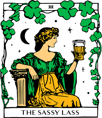 Funny PatrickS Day The Sassy Lass Tarot Card Santa Hat