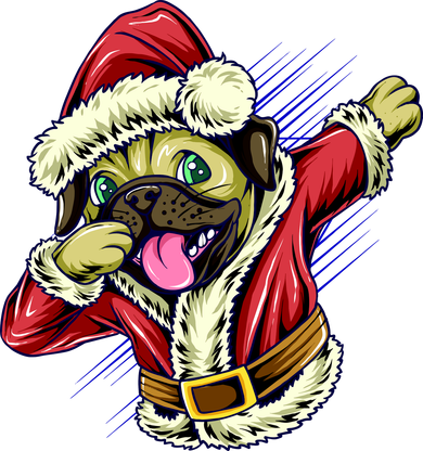 Funny Pug Dabbing Santa Claus Doggie Tank