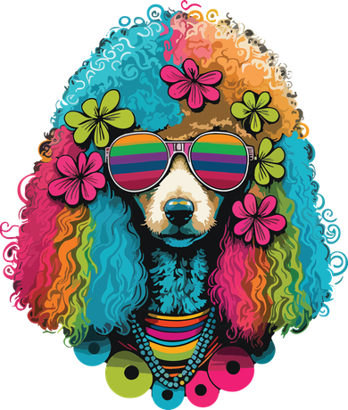 Funny Poodle Dog Miniature Poodle Toy Poodle Hippie Women's V-Neck T-Shirt