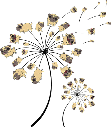 Funny Pug Gift For  Cool Flower Dog Dandelion Lover Ceramic Ornament