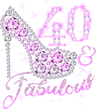 Fabulous & 40 Sparkly Shiny Heel 40th Birthday Women's T-Shirt