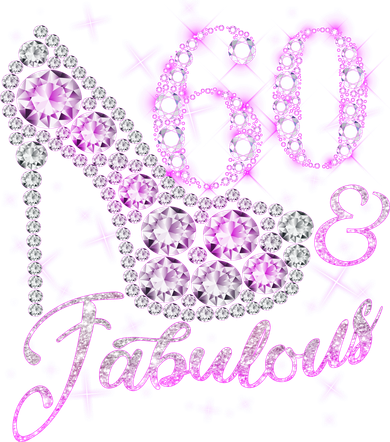 Fabulous & 60 Sparkly Shiny Heel 60th Birthday Button