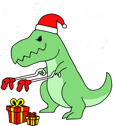 Fa Ra Ra Rawr Christmas T-Rex Presents Ceramic Ornament