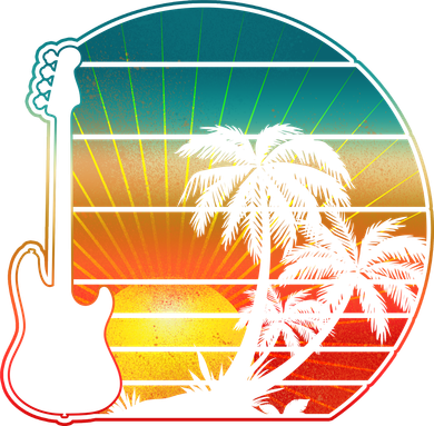 Funny Retro Vintage Guitar Sunset Sunrise Island Kids T-Shirt
