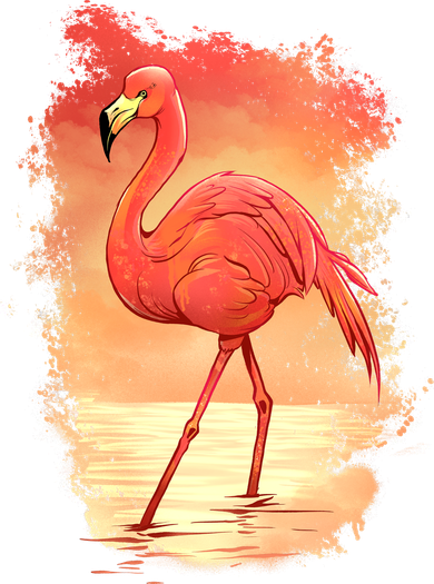 Flamingo Sunset Art Kids T-Shirt