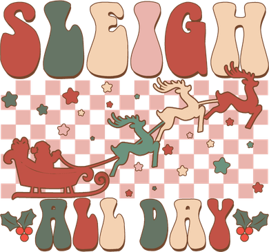 Funny Sleigh All Day Christmas In July Retro Vintage Ugly Coaster
