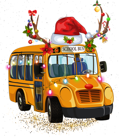 Funny School Bus Reindeer Santa Christmas School Bus Driver Women's T-Shirt