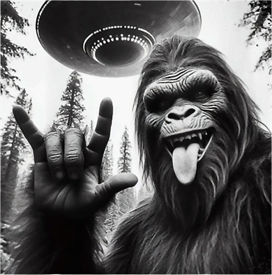 Funny Sasquatch Bigfoot Rock On Selfie With Ufo Alien Tumbler
