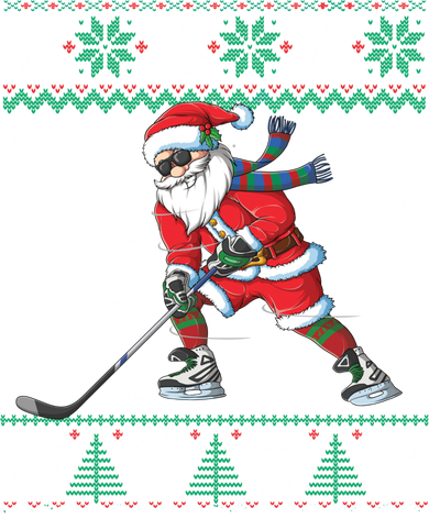 Funny Santa Claus Christmas Ice Hockey Ugly Sweater Boys Great Gift Beanie