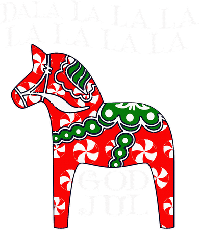 Funny Swedish Christmas God Jul Dala Horse Dalahost Hat