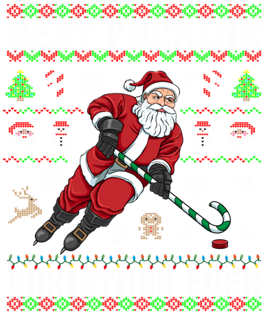 Funny Santa Claus Ugly Christmas Ice Hockey Best Pucking Gift Coaster