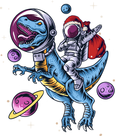 Funny Santa Claus Astronaut Christmas Riding Dinosaur Trex Gift Ceramic Ornament