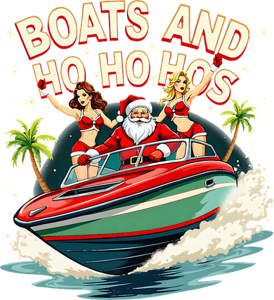 Funny Santa Christmas Boats And Ho Ho Hos Kids T-Shirt