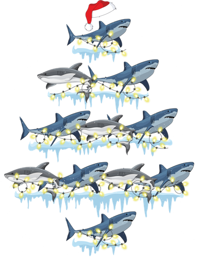 Funny Shark Fish Xmas Lighting Tree Santa Shark Christmas Gift Kids Sweatshirt