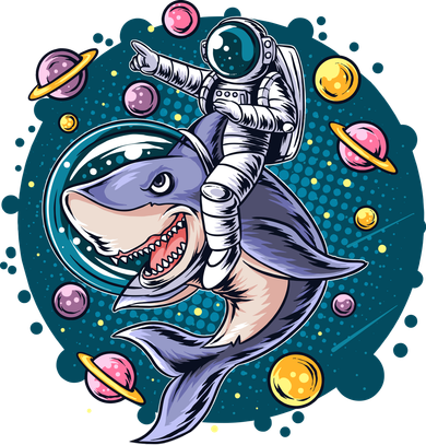Funny Space Galaxy Astronaut Shark Kids Long Sleeve Shirt