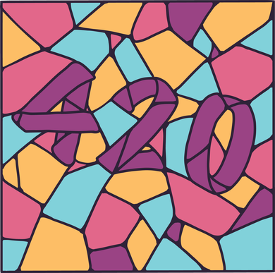 420 Stained Glass Button