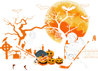 Funny Skeleton Hockey Pumpin Spooky Halloween Costume Hat