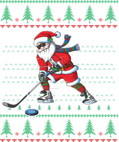 Funny Santa Ice Hockey Player Ugly Sweater Christmas Hockey Gift Kids Hoodie