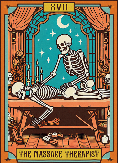 Funny Skeleton Massage Therapy Massage Therapist Tarot Card Button