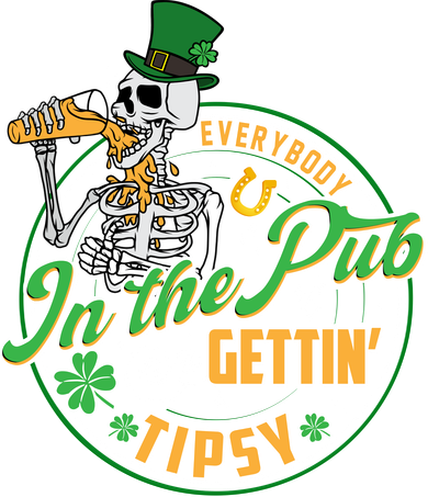 Funny St Patricks Day Everybody In The Pub Gettin Tipsy Skeleton Beer Mousepad