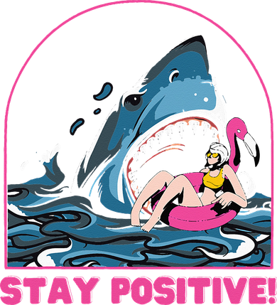 Funny Stay Positive Shark Beach Motivational Quote Hat