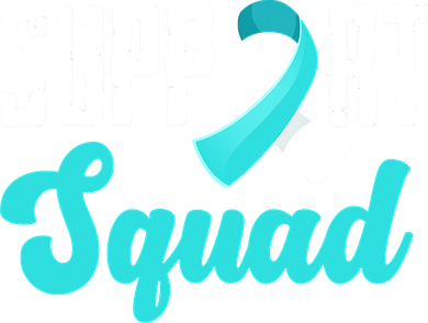 Funny Support Squad Teal White Ribbon Cervical Cancer Awareness Button